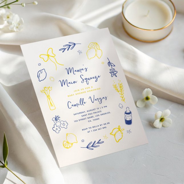 Convites Chá de fraldas De Limão Italiano Desenhado À Mão P (Criador carregado)
