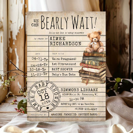 Convites Chá de fraldas de Livros de Biblioteca de Bibliote