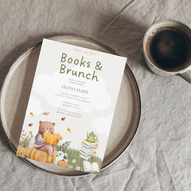 Convites Chá de fraldas de Livros e de Brunch (Criador carregado)