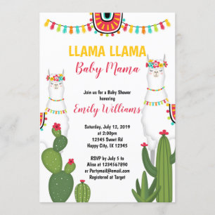 Convites chá de fraldas de Llama cactus convidado Girl Fie