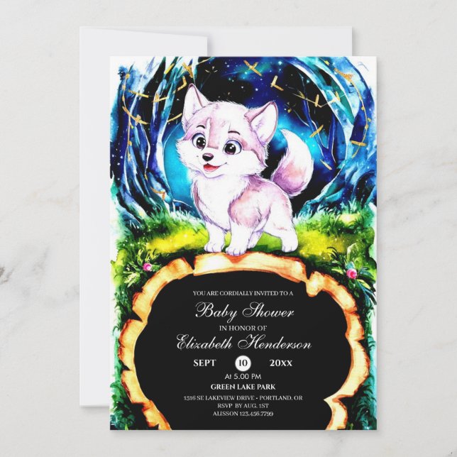 Convites Chá de fraldas de Lobo da Madeira (Frente)