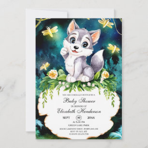 Convites Chá de fraldas de Lobo Florestal Encantado