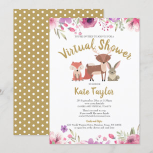 Convites Chá de fraldas de Longa Distância Online Virtual