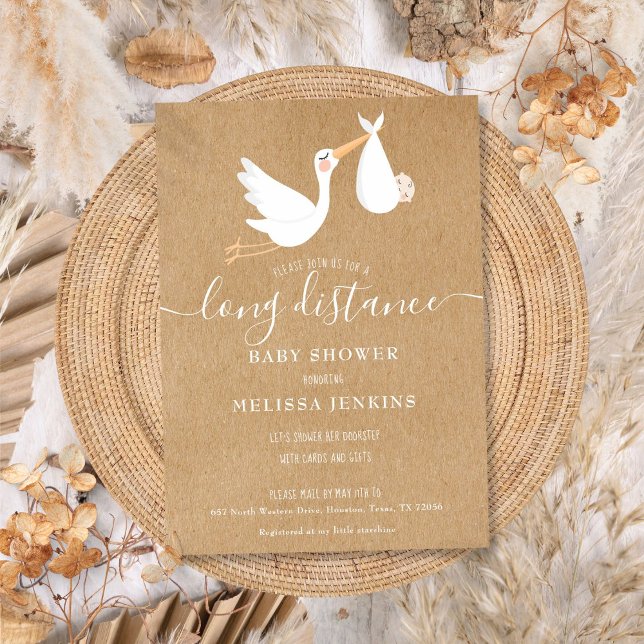 Convites Chá de fraldas de longa distância pulverizado por  (Long Distance Baby Shower Sprinkle By Mail Invitation)