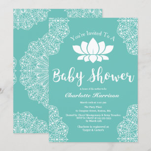 Convites Chá de fraldas de Lotus Mandalas, Elegante Boêmi