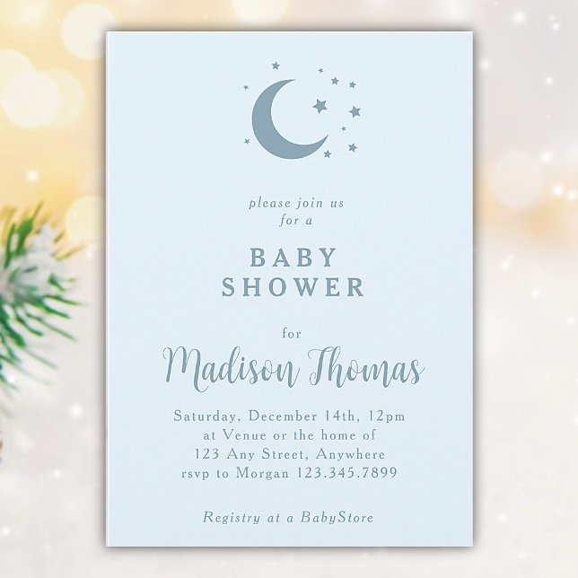 Convites Chá de fraldas de Lua e Estrelas (Criador carregado)