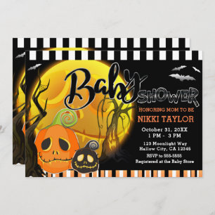 Convites Chá de fraldas de Lua Halloween Pumpkins
