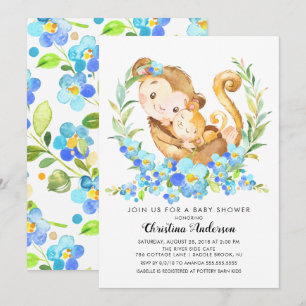 Convites Chá de fraldas de Macaco da Mãe e do Bebê
