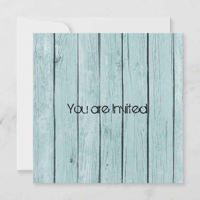 Convites Chá de fraldas de Madeira Rustic Blue Faux (Frente)