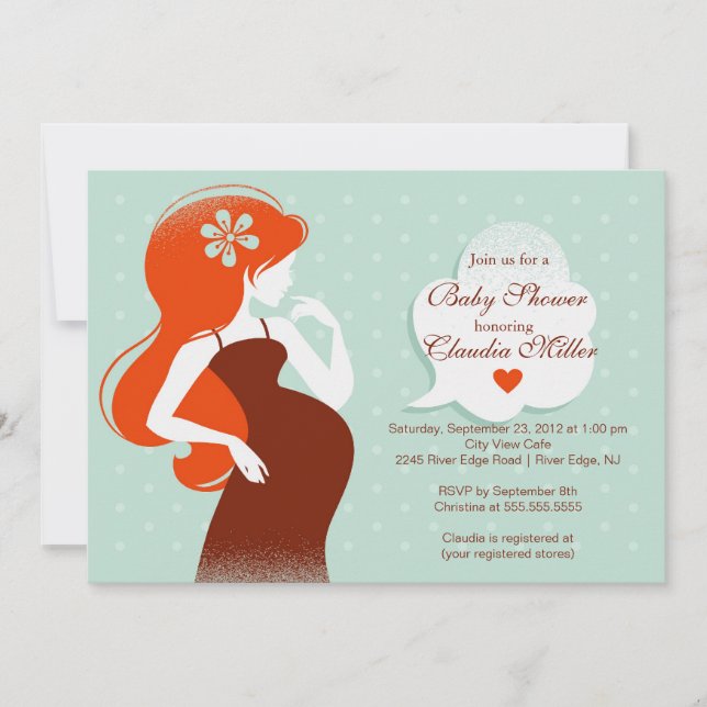 Convites Chá de fraldas de Mãe Grávida Moderna (Frente)