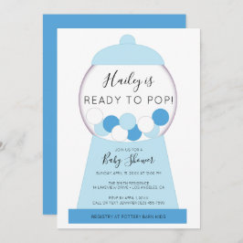 Convites Chá de fraldas de Máquina Azul de Menino Moderno