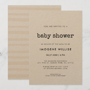 Convites Chá de fraldas de máquina de escrever minimalist