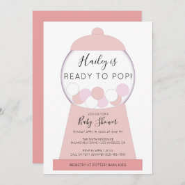 Convites Chá de fraldas de Máquina Rosa Rosa Moderna