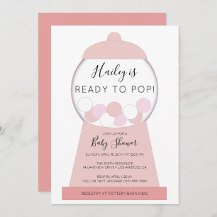 Convites Chá de fraldas de Máquina Rosa Rosa Moderna