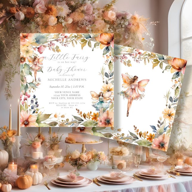 Convites Chá de fraldas de margarida flórica de queda de fa (Criador carregado)