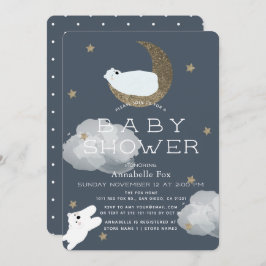 Convites Chá de fraldas de Marinho de Ursos Polares de Lua 