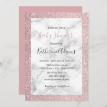 Chá de fraldas de mármore branco, brilhante rosa,