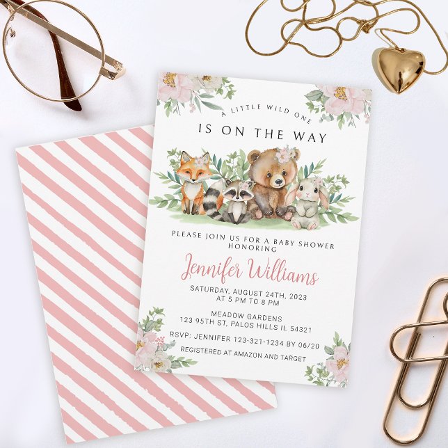 Convites Chá de fraldas de menina da floresta (Criador carregado)