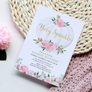 Convites Chá de fraldas de menina de abóbora borrifada cor-