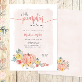 Convites Chá de fraldas de menina de abóbora rosa-d'água