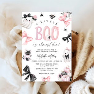 Convites Chá de fraldas de Menina de Boo Halloween