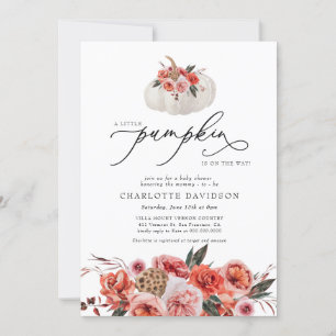 Convites Chá de fraldas De Menina De Pumpkin Blush Fall Fl