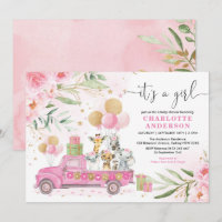 Chá de fraldas De Menina De Safari Dourado Rosa