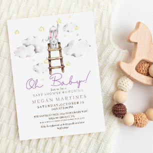 Convites Chá de fraldas De Menina Elegante De Coelhinha Cox