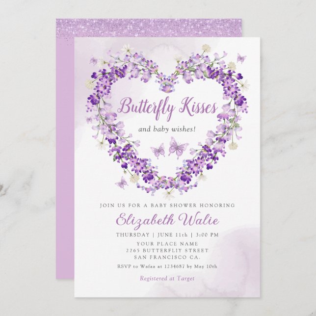 Convites Chá de fraldas de Menina Floral Moderna (Frente/Verso)