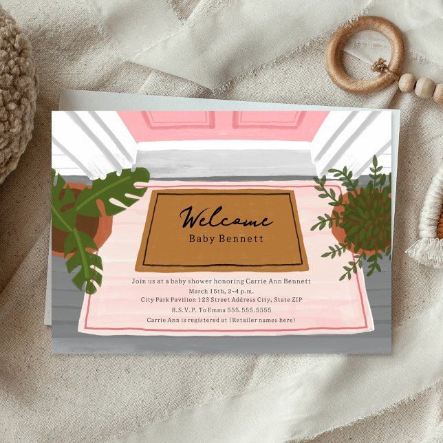 Convites Chá de fraldas de Menina Rosa Mat (Criador carregado)