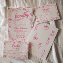 Chá de fraldas de Menina Rosa Rosa Desenhada À Mão