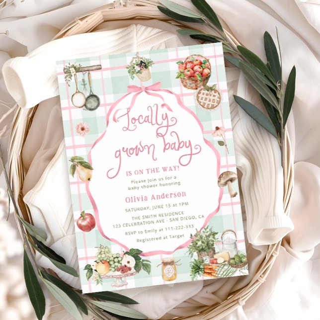 Convites Chá de fraldas De Meninas Cultivadas Localmente (Criador carregado)