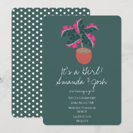 Convites Chá de fraldas de Meninas de Pontos Verdes Tropica