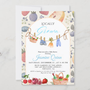 Convites Chá de fraldas de menino azul cultivado localmente