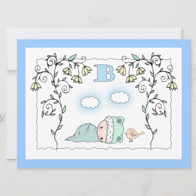 Convites Chá de fraldas de Menino Bonito Convida Bebê e Pás (Frente)