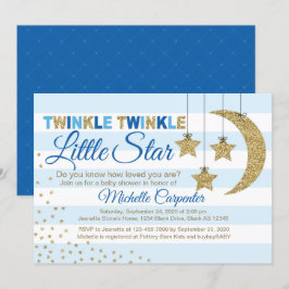Convites chá de fraldas de menino convida azul de estrela c