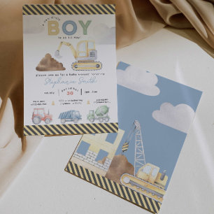 Convites Chá de fraldas de Menino da Construção