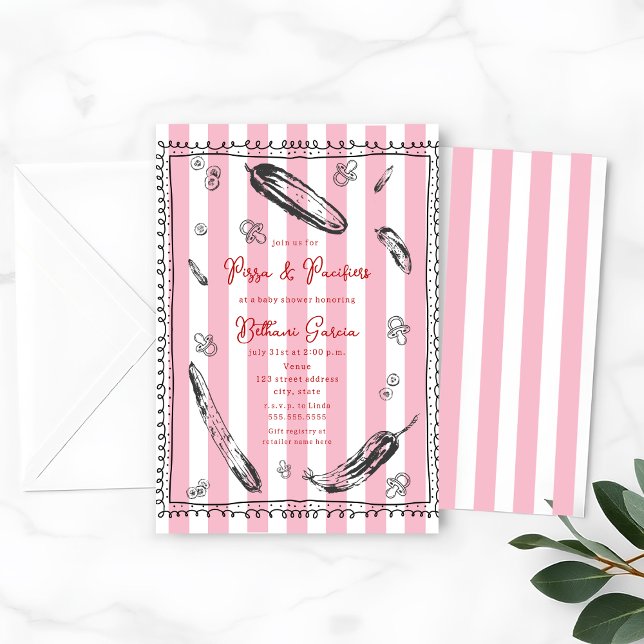 Convites Chá de fraldas de Menino de Esboço de Pepinos Paci (Criador carregado)