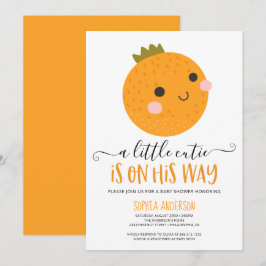 Convites Chá de fraldas de Menino Moderno da Citrina Laranj