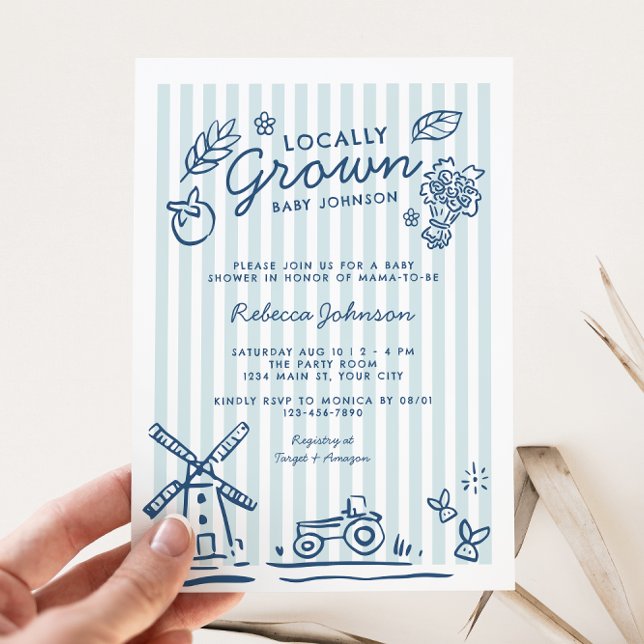 Convites Chá de fraldas de Meninos em Crescimento Local (Locally Grown Boys Baby Shower Invite)
