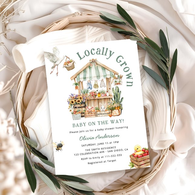 Convites Chá de fraldas De Mercado De Agricultores Cultivad (Criador carregado)