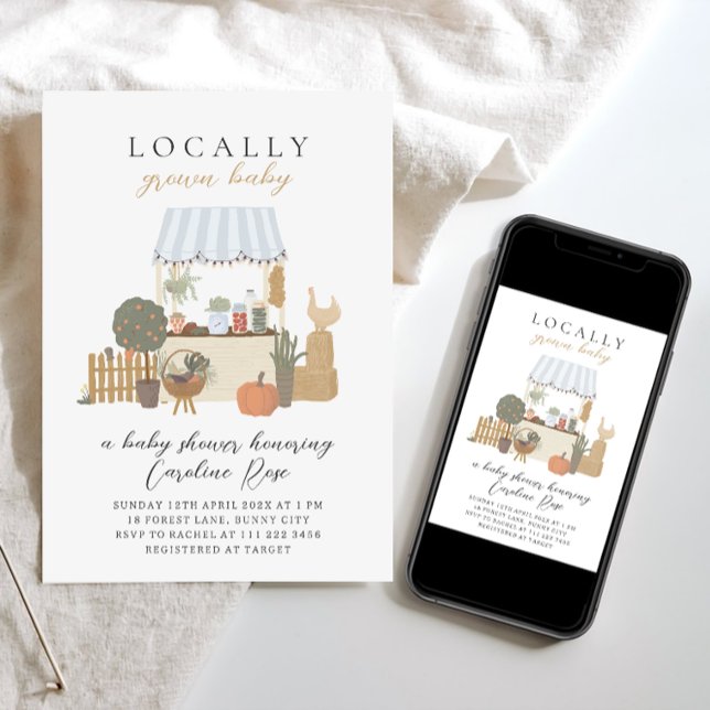 Convites Chá de fraldas de mercado do agricultor com cresci (Criador carregado)