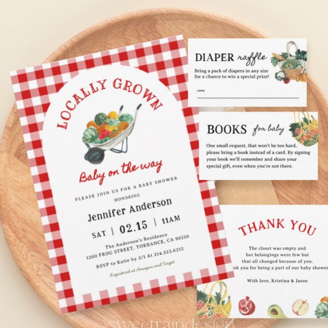 Convites Chá de fraldas de mercado do agricultor com cresci (Criador carregado)