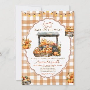 Convites Chá de fraldas de mercado local de Gingham em qued