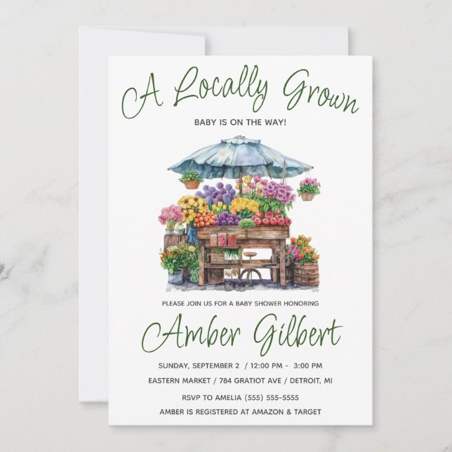 Convites Chá de fraldas de mercado mais florescente do agri (Frente)