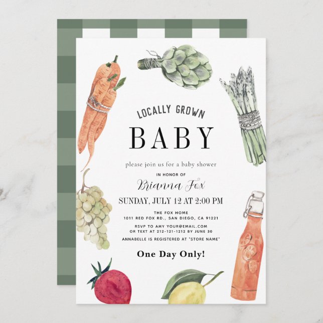 Convites Chá de fraldas De Mercado Para Criadores De Bebês  (Frente/Verso)