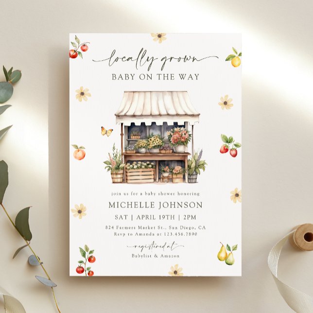 Convites Chá de fraldas De Mercado Russo De Agricultores Cu (Criador carregado)