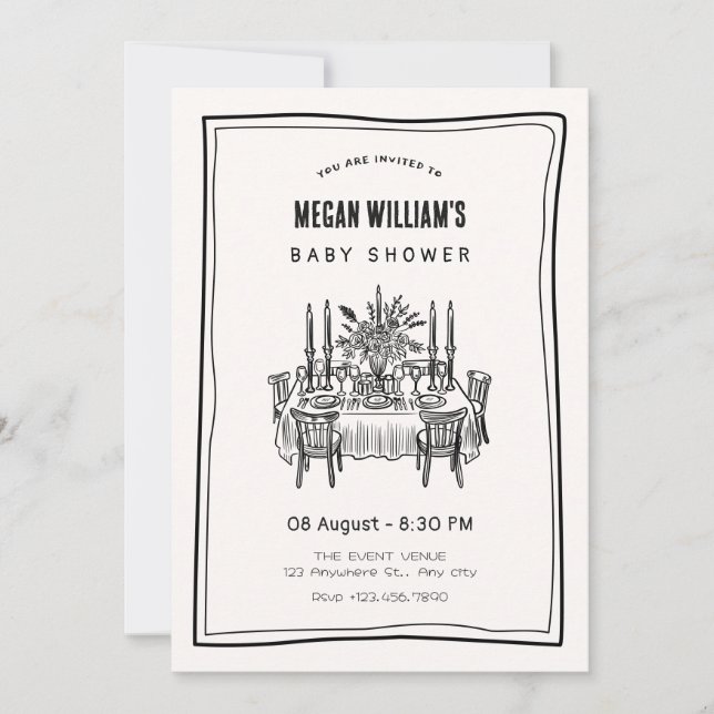 Convites chá de fraldas de mesa jantada (Frente)