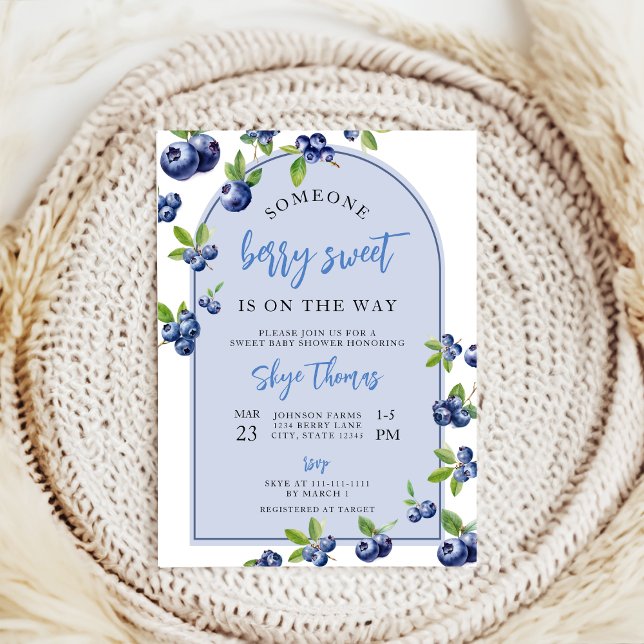 Convites Chá de fraldas de mirtilo Coquette Berry Sweet (Criador carregado)