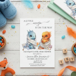 Convites Chá de fraldas de mitologia mágica gêmeas do dragã